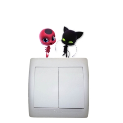 استیکر کلید و پریز مستر راد طرح دختر کفشدوزکی کد 0032 Ladybug & Cat Noir