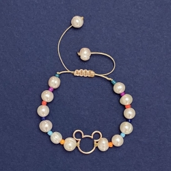دستبند طلا 18 عیار دخترانه الماسین آذر طرح میکی موس کد MICKEY02