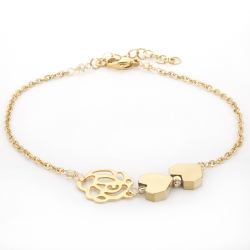 دستبند طلا 18 عیار زنانه طرح گل رز مدل SGH118