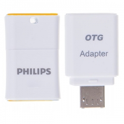 فلش مموری USB فیلیپس مدل پیکو ادیشن FM32DA88B/97 ظرفیت 32 گیگابایت همراه با مبدل OTG