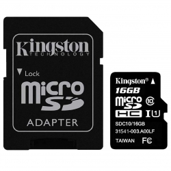 کارت حافظه microSDHC کینگستون کلاس 10 استاندارد UHC-I U1 سرعت 80MBps همراه با آداپتور SD ظرفیت 16 گیگابایت
