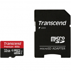 کارت حافظه microSDHC ترنسند مدل Premium کلاس 10 استاندارد UHS-I U1 سرعت 60MBps 400X همراه با آداپتور SD ظرفیت 32 گیگابایت