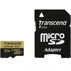 کارت حافظه microSDHC ترنسند مدل Ultimate کلاس 10 استاندارد UHS-I U3 سرعت 95MBps 633X همراه با آداپتور SD ظرفیت 32 گیگابایت