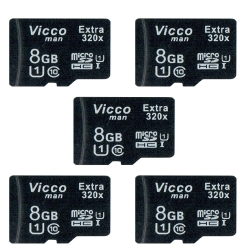 کارت حافظه microSDHC ویکومن مدل Extre 320X کلاس 10 استاندارد UHS-I U1 سرعت48MBps ظرفیت 8 گیگابایت بسته 5 عددی