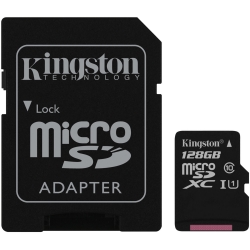 کارت حافظه microSDXC کینگستون مدل Canvas کلاس 10 استاندارد UHS-I U1 ظرفیت 128 گیگابایت 80MBps به همراه آداپتور SD
