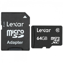 کارت حافظه microSDXC لکسار کلاس 10 همراه با آداپتور SD ظرفیت 64 گیگابایت