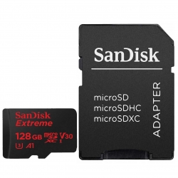 کارت حافظه microSDXC سن دیسک مدل Extreme V30 کلاس A1 استاندارد UHS-I U3 سرعت 100MBps 667X همراه با آداپتور SD ظرفیت 128 گیگابایت