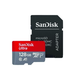 کارت حافظه microSDXC سن دیسک مدل Ultra A1 کلاس 10 استاندارد UHS-I سرعت 98MBps ظرفیت 128 گیگابایت به همراه آداپتور SD