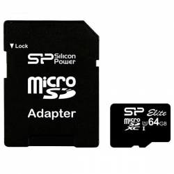 کارت حافظه microSDXC سیلیکون پاور مدل ELITE کلاس 10 استاندارد UHC-I U1 سرعت 100MBps ظرفیت 64 گیگابایت به همراه آداپتور SD
