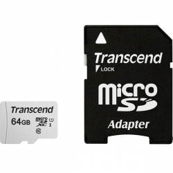 کارت حافظه microSDXC ترنسند مدل 300S کلاس 10 استاندارد UHS-I U1 سرعت 95MBps ظرفیت 64 گیگابایت به همراه آداپتور SD