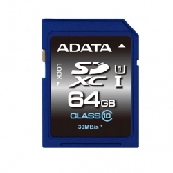 کارت حافظه‌ SDXC ای دیتا مدل Premier  کلاس 10 استاندارد UHS-I U1 سرعت 30MBps ظرفیت 64 گیگابایت