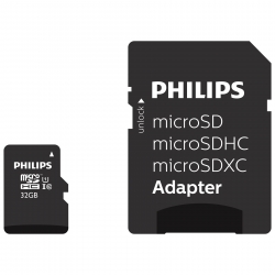 کارت حافظه‌ فیلیپس مدل 45B کلاس 10 استاندارد U3 سرعت 80MBps ظرفیت 32 گیگابایت به همراه آداپتور SD