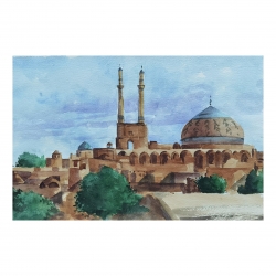 نقاشی آبرنگ مدل مسجد جامع یزد کد 1003